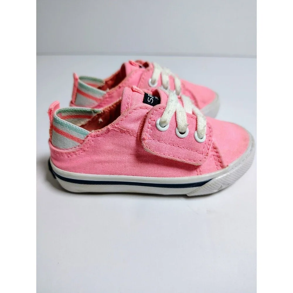Sperry Top-Sider Kids Pink Canvas Hook & Loop Sneakers Size 5M Toddler